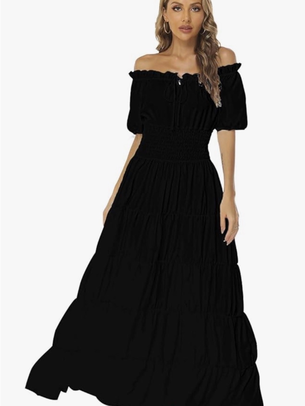 Black Smocked Dress and adjustable corset- perfect for the renaissance fair
